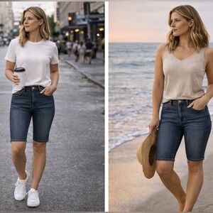 H&M Blue Denim Bermuda Shorts (Size 4)